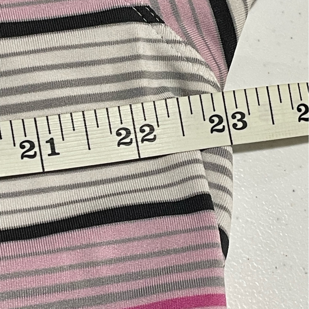 Nike Golf Tour Performance Dri-FIT Sz Large Pink White Black Stripe Sporty Polo - Picture 7 of 7